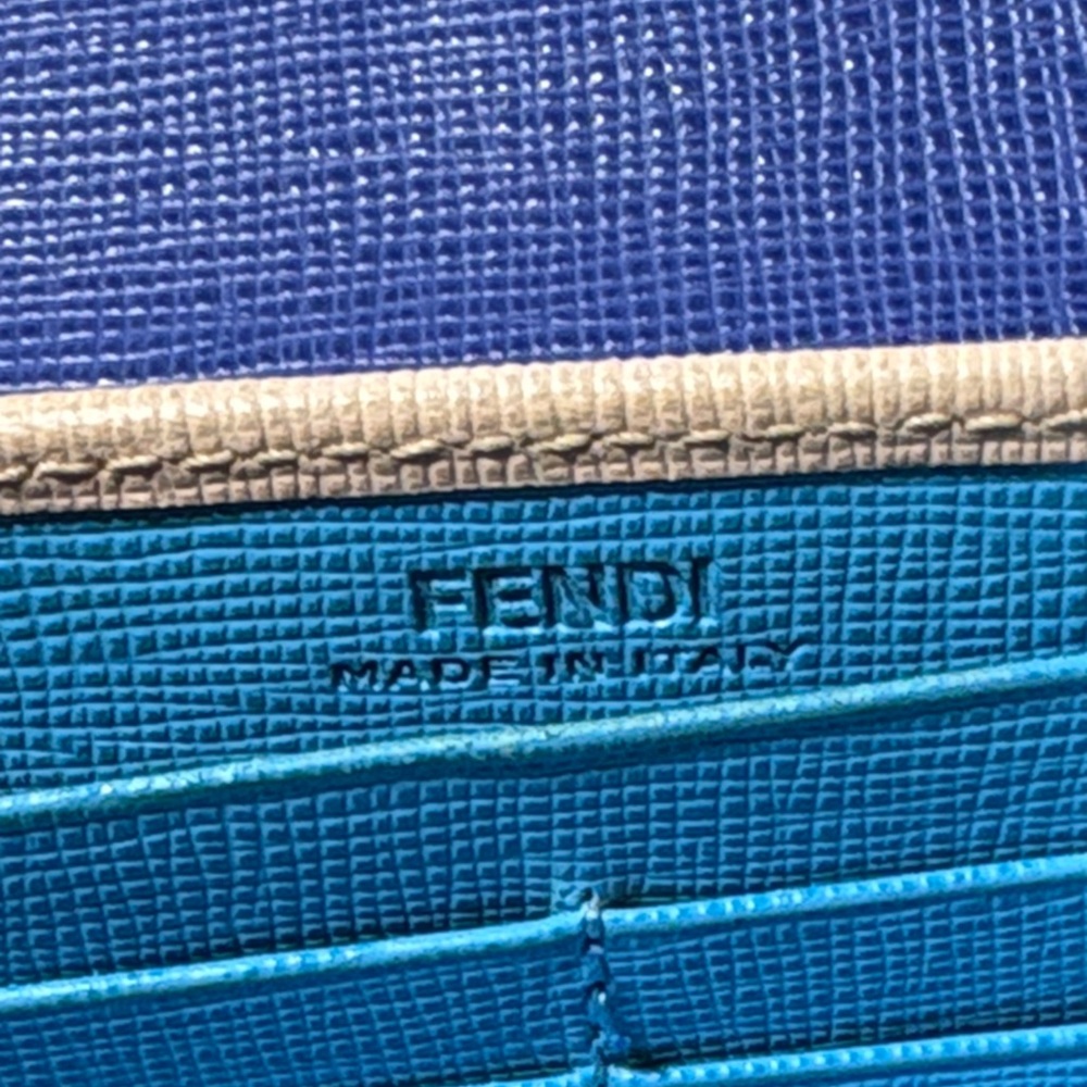 Fendi Rainbow Colorblock Leather Continental Wallet Blue & Pink GUC - Picture 8 of 12
